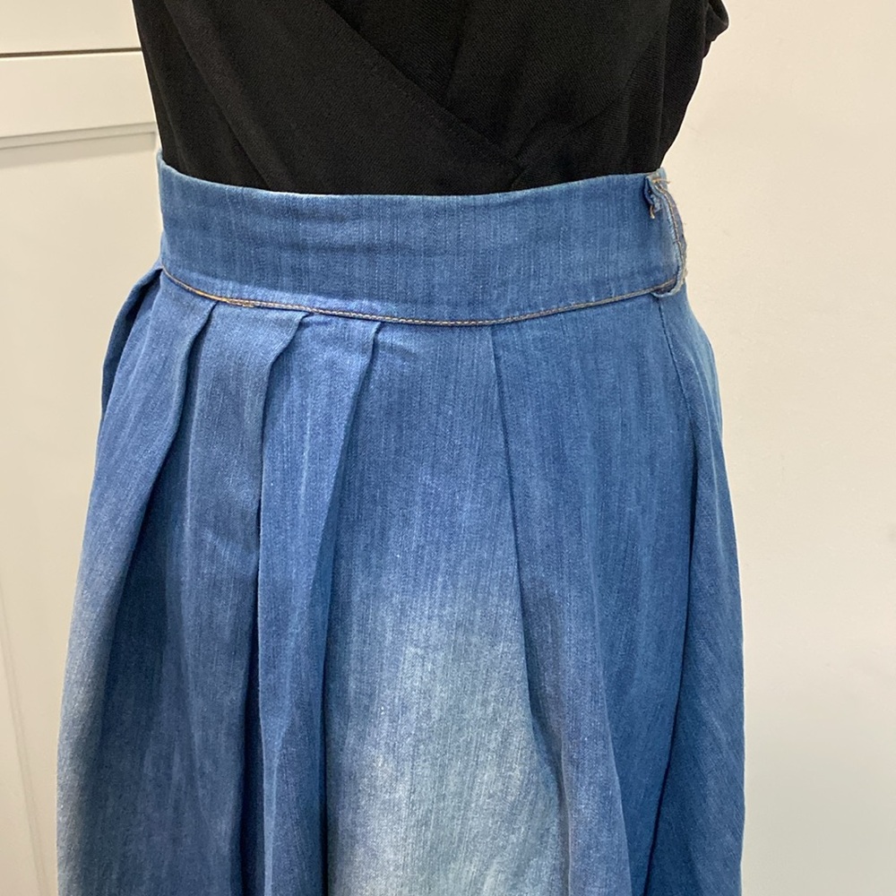 Elegant Blue A-Line Skirt - Picture 5 of 15
